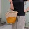 Túi Cói Hình Thang Cỡ Trung Phối Màu - TRÀ SỮA