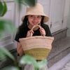 Túi Cói Hình Thang Cỡ Trung Phối Màu - TRÀ SỮA
