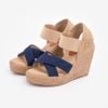 Sandal Cói Đế Xuồng Quai Chữ X Phối Quai Thun 10cm - VÂN GIANG