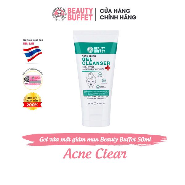 Gel rửa mặt giảm mụn Beauty Buffet Acne Clear Gel Cleanser 50ml