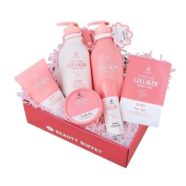 Bộ Sản Phẩm Chăm Sóc Da Trắng Hồng Toàn Diện Scentio Pink Collagen