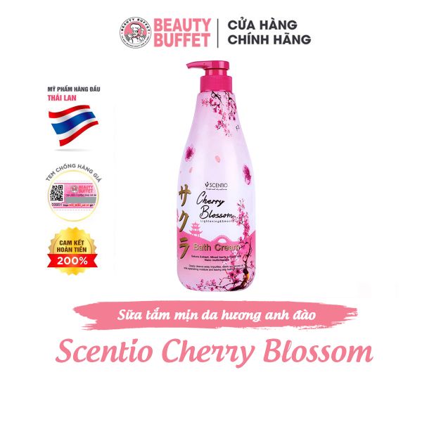 Sữa tắm dưỡng ẩm làm sáng và mịn da hương hoa anh đào Scentio Cherry Blossom 700ml