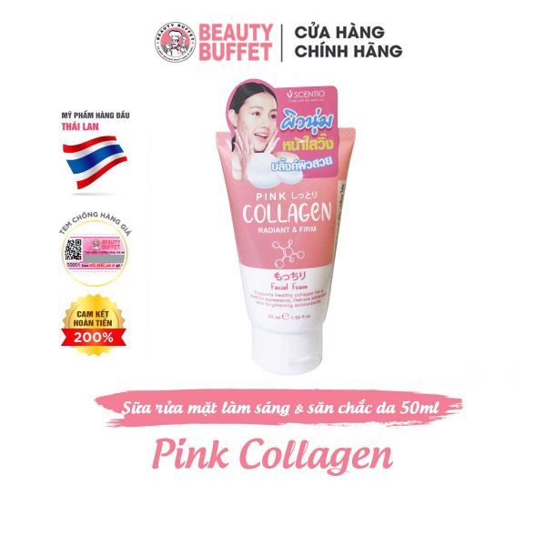 Sữa rửa mặt dưỡng trắng và săn chắc da Scentio Pink Collagen 50ml