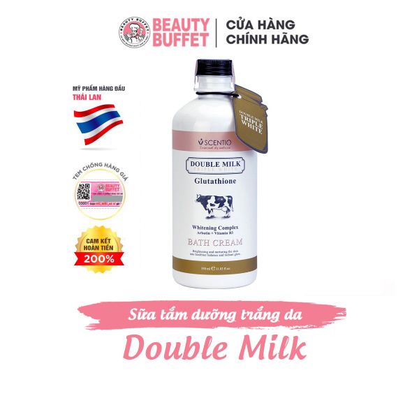 [Shower] Sữa tắm trắng da con bò Thái Lan Beauty Buffet Scentio Double Milk Triple Bright Bath Cream 350ml