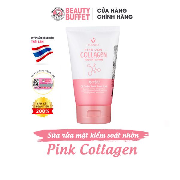 Sữa rửa mặt làm sạch dầu nhờn và săn chắc da Scentio Pink Collagen Radiant & Firm Oil Control Facial Foam Scrub 100ml