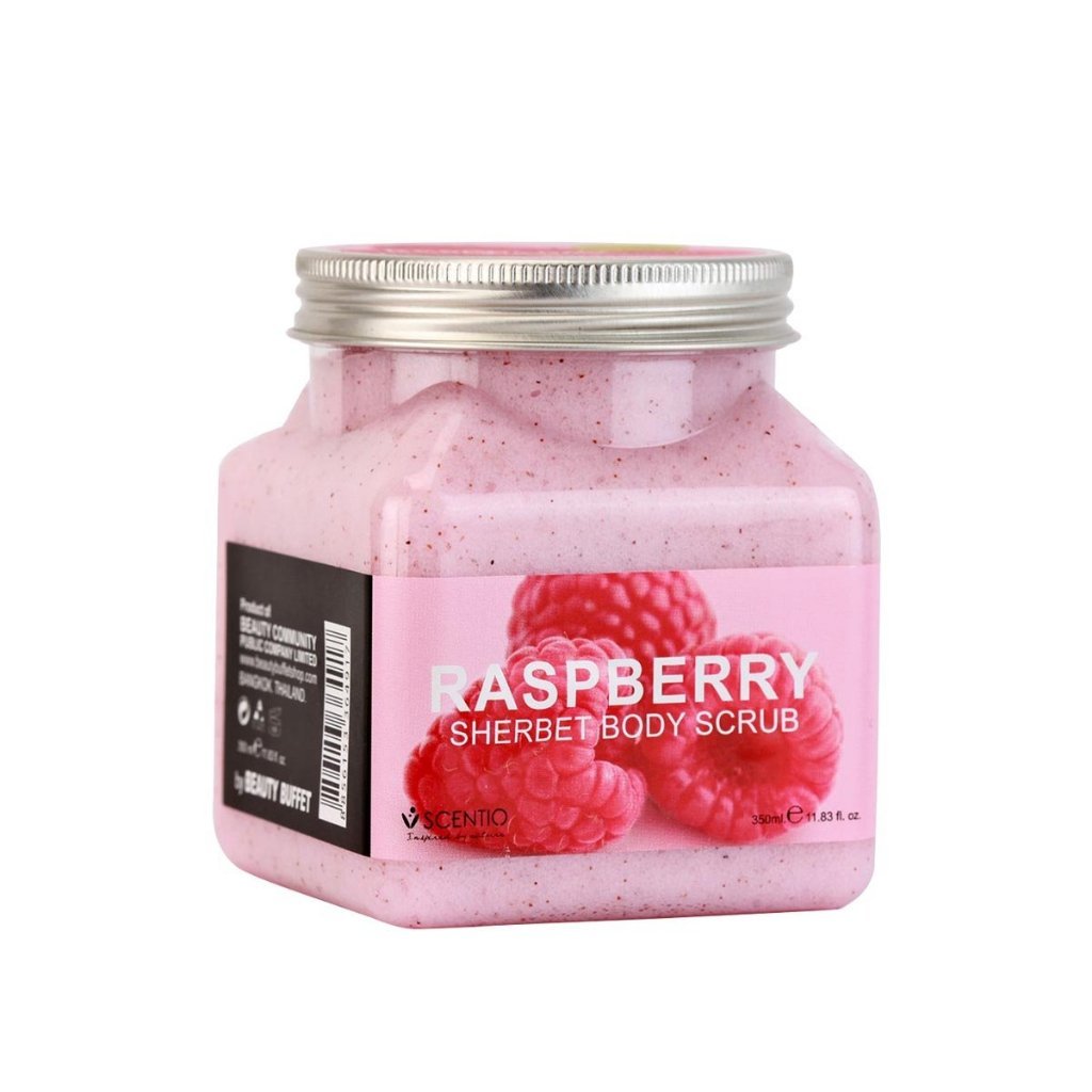 Tẩy tế bào toàn thân se khít lỗ chân lông quả mâm xôi Beauty Buffet Scentio Raspberry Body Scrub 350ml