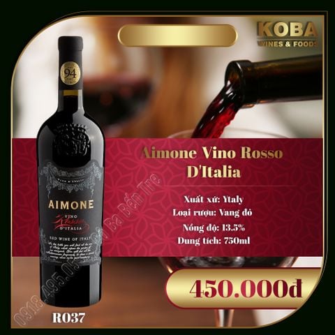  Rượu Vang Đỏ Ý - Aimone Vino Rosso D'Italia - 13.5 độ 