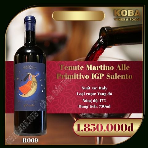  Rượu Vang Đỏ Ý - Tenute Martino Alle Primitivo IGP Salento - 17 độ 