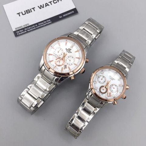 Đồng hồ cặp đôi EF 530D-7A và SHE 5003D-7A 1:1