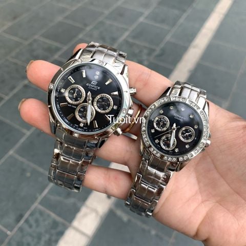 Đồng hồ cặp đôi Casio EF 544D-1a và SHE 3013D-1a 1:1