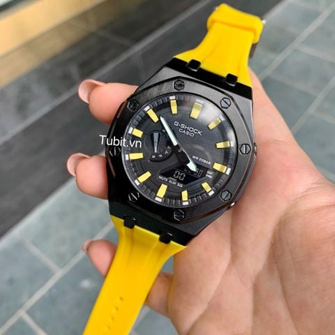 Đồng hồ Casio G-shock nam GA 2100-1a custom AP bản dây cao su vàng 1:1