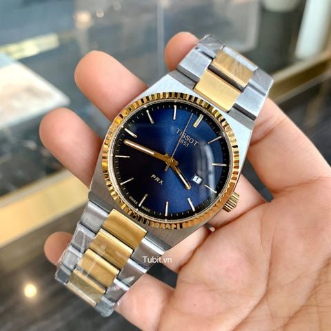 Đồng hồ Tissot PRX 1853 T931.407.41.041.00 /2a SG máy pin , dây thép , viền gold khía RL F1:1