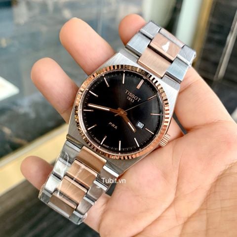 Đồng hồ Tissot PRX 1853 T931.407.41.041.00 /1a SG máy pin , dây thép , viền Rose khía RL F1:1