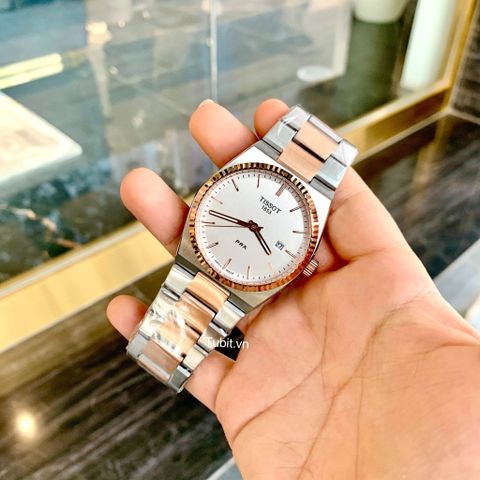 Đồng hồ Tissot PRX 1853 T931.407.41.041.00 /7a SG máy pin , dây thép , viền Rose khía RL F1:1