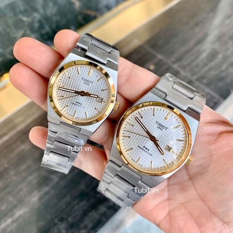 Đồng hồ cặp đôi Tissot PRX Powermatic80 T137.407.11.041.00 SG bản máy pin , dây thép , viền gold F1:1