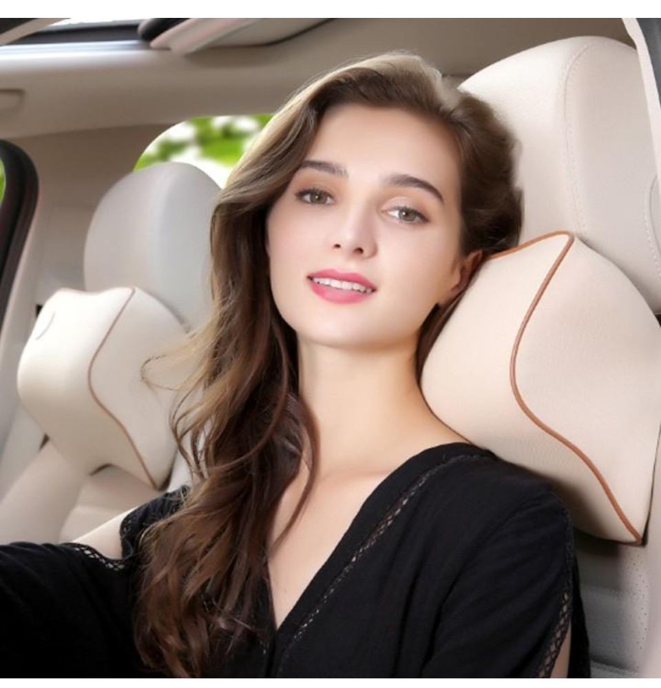 Gối tựa lưng gối tựa đầu cao su non vải nỉ chống mỏi thoáng khí lái xe