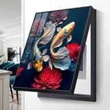 Khung tranh che bảng điện, tủ điện sang trọng che aptomat bảng điện khung nhôm có pitton thủy lực