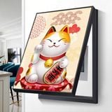 Khung tranh che bảng điện, tủ điện sang trọng che aptomat bảng điện khung nhôm có pitton thủy lực