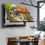 Khung tranh che bảng điện, tủ điện sang trọng che aptomat bảng điện khung nhôm có pitton thủy lực