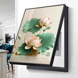 Khung tranh che bảng điện, tủ điện sang trọng che aptomat bảng điện khung nhôm có pitton thủy lực