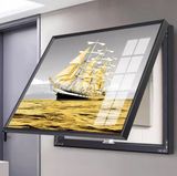 Khung tranh che bảng điện, tủ điện sang trọng che aptomat bảng điện khung nhôm có pitton thủy lực