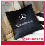 Chăn ô tô kiêm gối gấp gọn logo Mercedes, BMW, Toyota, Mazda, gối chăn vài bông tuyết đẳng cấp sang trọng