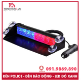Đèn chớp xanh đỏ, đèn khẩn cấp cho xe hơi, đèn nháy báo động xanh đỏ phiên bản cao cấp vỏ kim loại