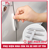 Bộ 4 miếng nhựa ABS cao cấp chống va đập cửa xe ô tô ép vỉ sáng bóng màu đen và trắng