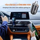 Tẩu Sạc Nhanh Hai Cổng Qc USB 3.0 Và Type C Pd 45W Cho Điện Thoại, máy tính trên xe ô tô điện 12V hoặc xe tải 24V