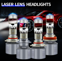 Đèn Bi cầu Y11 Laser mini  chân H7, H4 360 Độ H11 H8 HB3 Led 9005 có cắt sáng chống chói cao cấp Tia 25000LM 12V 24V