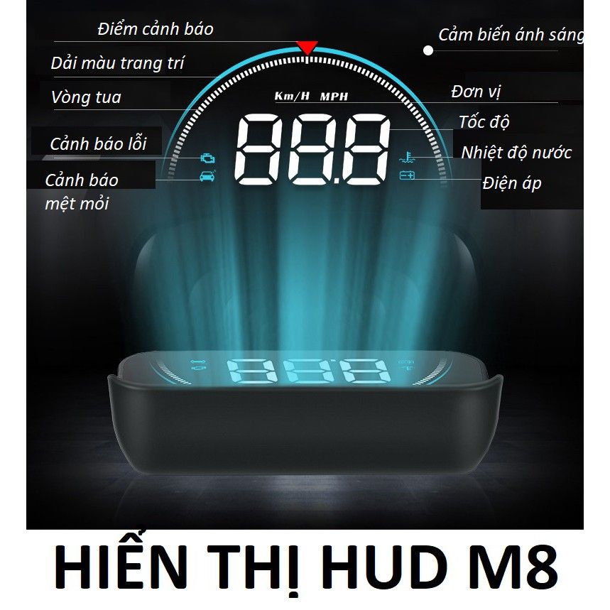 HUD M8 cắm cổng OBD 2