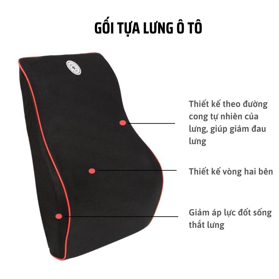 Gối tựa lưng gối tựa đầu cao su non vải nỉ chống mỏi thoáng khí lái xe