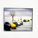 Khung tranh che bảng điện, tủ điện sang trọng che aptomat bảng điện khung nhôm có pitton thủy lực