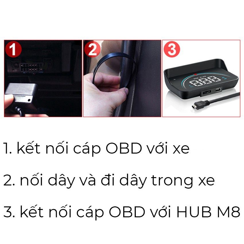 HUD M8 cắm cổng OBD 2