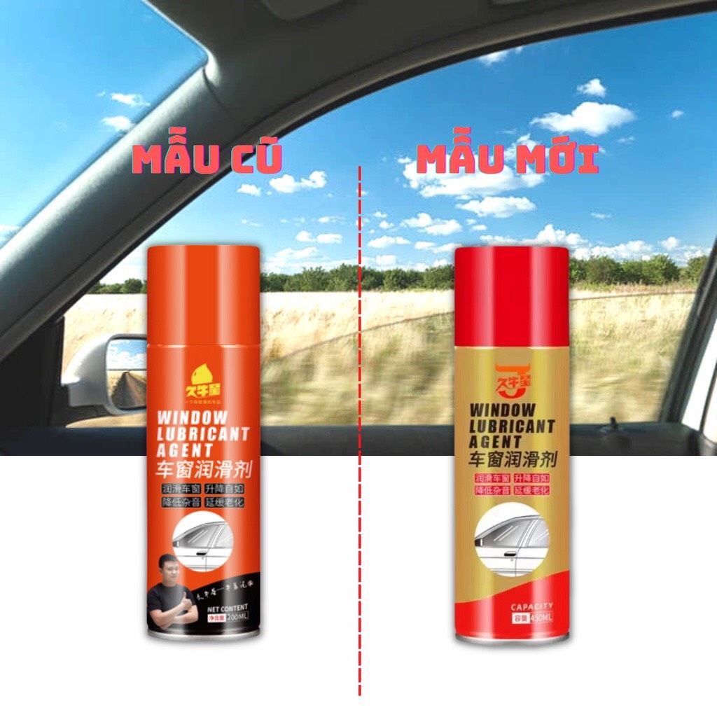 Chai xịt bôi trơn gioăng cửa kính ô tô xe hơi dung dịch bảo dưỡng làm mới cao su chống kẹt, phá rỉ sét