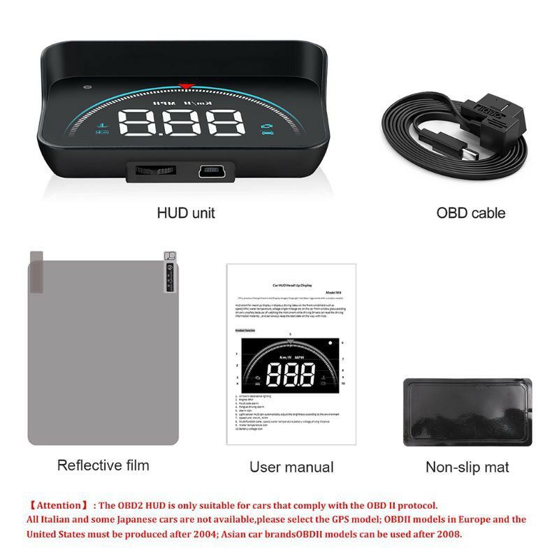 HUD M8 cắm cổng OBD 2