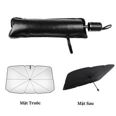 Ô chắn nắng kính lái gập gọn dù che kính lái bên trong xe hơi màu đen tráng bạc