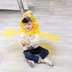 Áo mưa trẻ em ngộ nghĩnh kiểu Hàn Quốc Áo mưa Con vịt nhỏ Màu vàng choàng Mũ ô cho trẻ 3 - 5 tuổi
