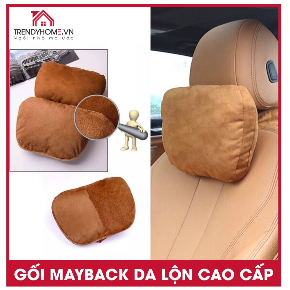Gối Tựa Đầu Ô Tô Maybach vải da Lộn cao cấp siêu mềm mại bông Dupon nhập khẩu