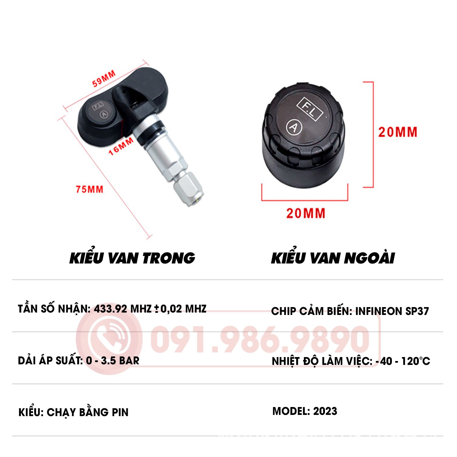 Cảm biến Áp suất Lốp TPMS Ô Tô Phiên Bản TIẾNG VIỆT