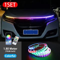 Đèn LED RGB trùm ô tô 12V tự động nắp capo phía trước, thanh đèn dài 180cm, nhiều màu sắc có điều khiển Automatic