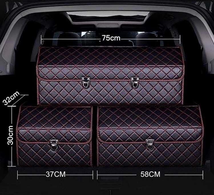 Thùng đựng đồ đa năng cốp sau ô tô bọc da cao cấp , có nắp gấp, gọn gàng , chứa được nhiều đồ