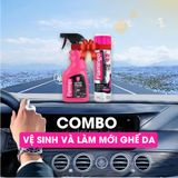 Combo chăm sóc ghế da sofa tại nhà, tẩy sạch vệ sinh và dưỡng bóng ghế da như mới Flamingo dành cho ô tô và ghế gia đình