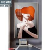 (80x120)Tranh Tráng Gương Cô Gái Hiện Đại,sáng Bong,bền,đẹp