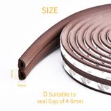 6M（3M*2） Tự dính D Loại cửa và cho Windows Bọt Seal Dải cách âm Chống va chạm Ron cửa lắp khe hở cửa