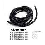 Lò xo nhựa Bọc bảo vệ dây rửa xe cao áp, bọc dây xoắn ruột gà, bọc dây điện phi 6/8/10/12/16/20mm Dây Cáp Ống PE