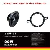Combo kèm dưỡng loa Loa trung tâm, Loa Mid cho ô tô Walker VMM35 CAR AUDIO LOUDSPEAKER Hàng Cao cấp