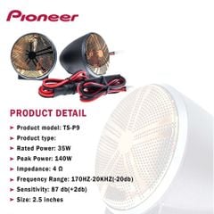 Loa trung tần Pioneer TS-P9 Bản Luxury, Mid-range 2 Inches Speaker hàng cao cấp để Taplo Ô tô Loa Mid range mạ vàng 140W