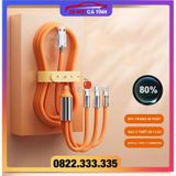 Cáp Sạc 3 dây Trong 1 120W 6A Cổng USB Bằng Silicone Và Hợp Kim Kẽm Sạc Nhanh Bảo hành 12 Tháng