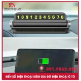 Bảng gắn số kiêm giá đỡ điện thoại gắn taplo ô tô | Hộp ghi số điện thoại dạ quang cho ô tô